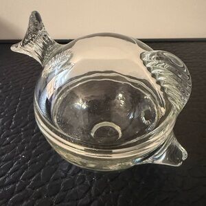 Elegant Trinket Candy Dish Fish Blow Clear Glass 3 1/4
Inches Tall